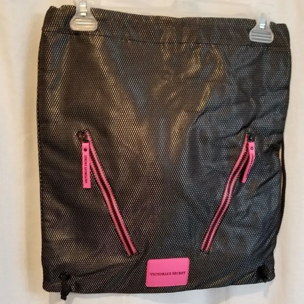 Victoria's Secret‎ VSX Sport Black Mesh Drawstring Backpack - Picture 3 of 7